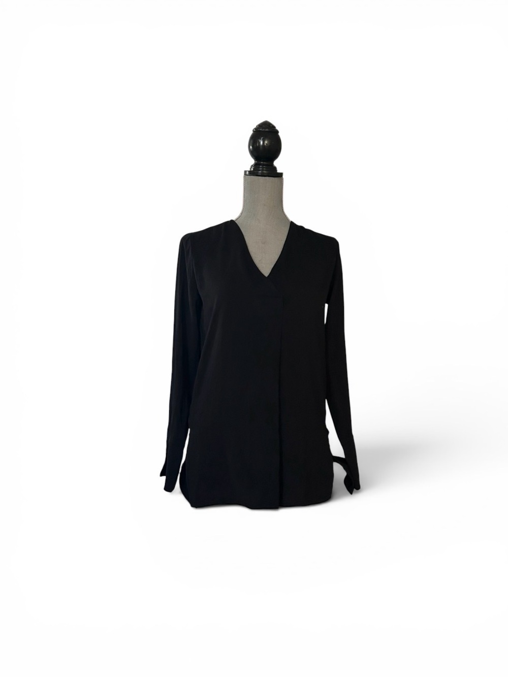 Women's V-Neck Long-Sleeve Black Top